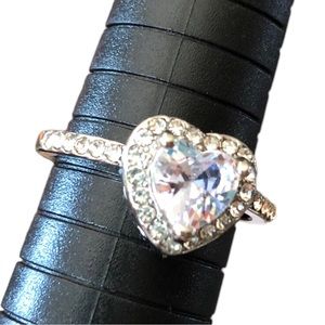 Sz 10 Heart Shaped CZ Stainless Steel Ring